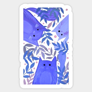Cats and branches - blue Sticker